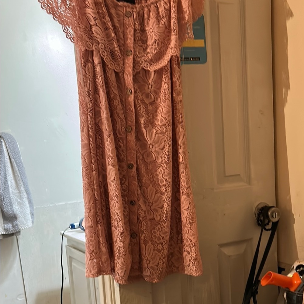 NAIF Pink Off-the-Shoulder Flutter Sleeve Sundress